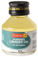 Un frasco de aceite de linaza para pintura.