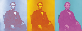 Tres imágenes bicromas de Abraham Lincoln.