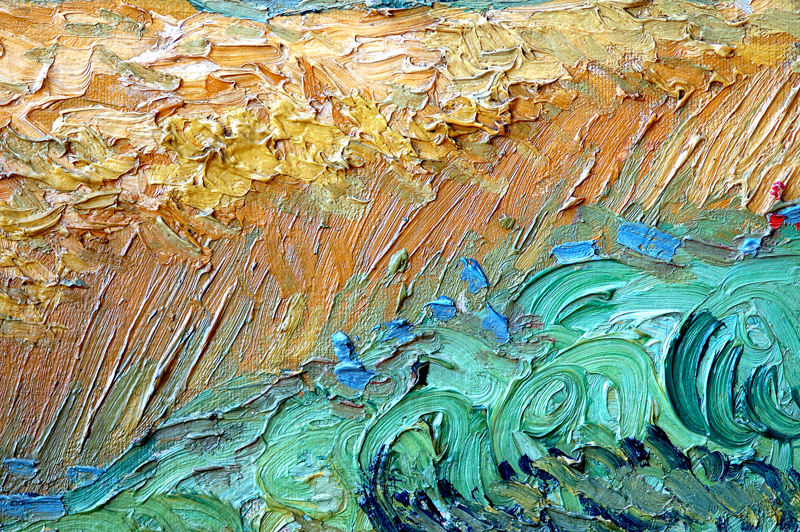 Detalle de Campo de trigo con cipreses de Van. Gogh.