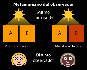 Metamerismo del observador.