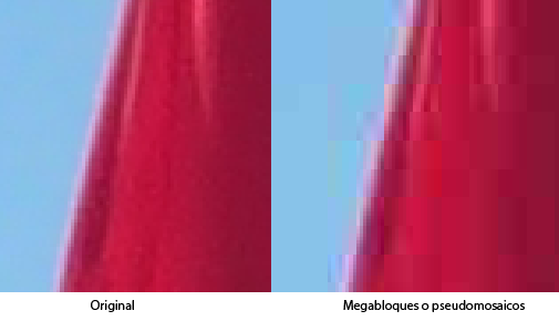 Un ejemplo del defecto llamado 'pseudomosáicos' causado por exceso de compresión JPEG.