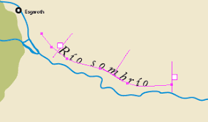 El texto de un mapa ajustado a un trazado vectorial.