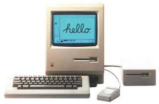 La pantalla de un Apple Macintosh con una muestra de primitivo WYSIWYG.