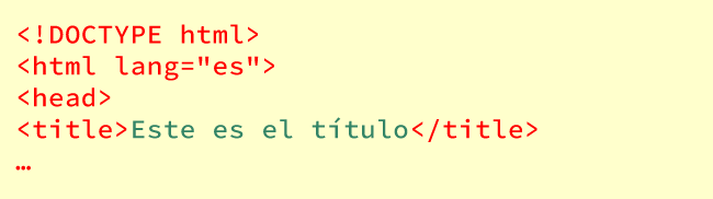 El inicio de un documento HTML5.